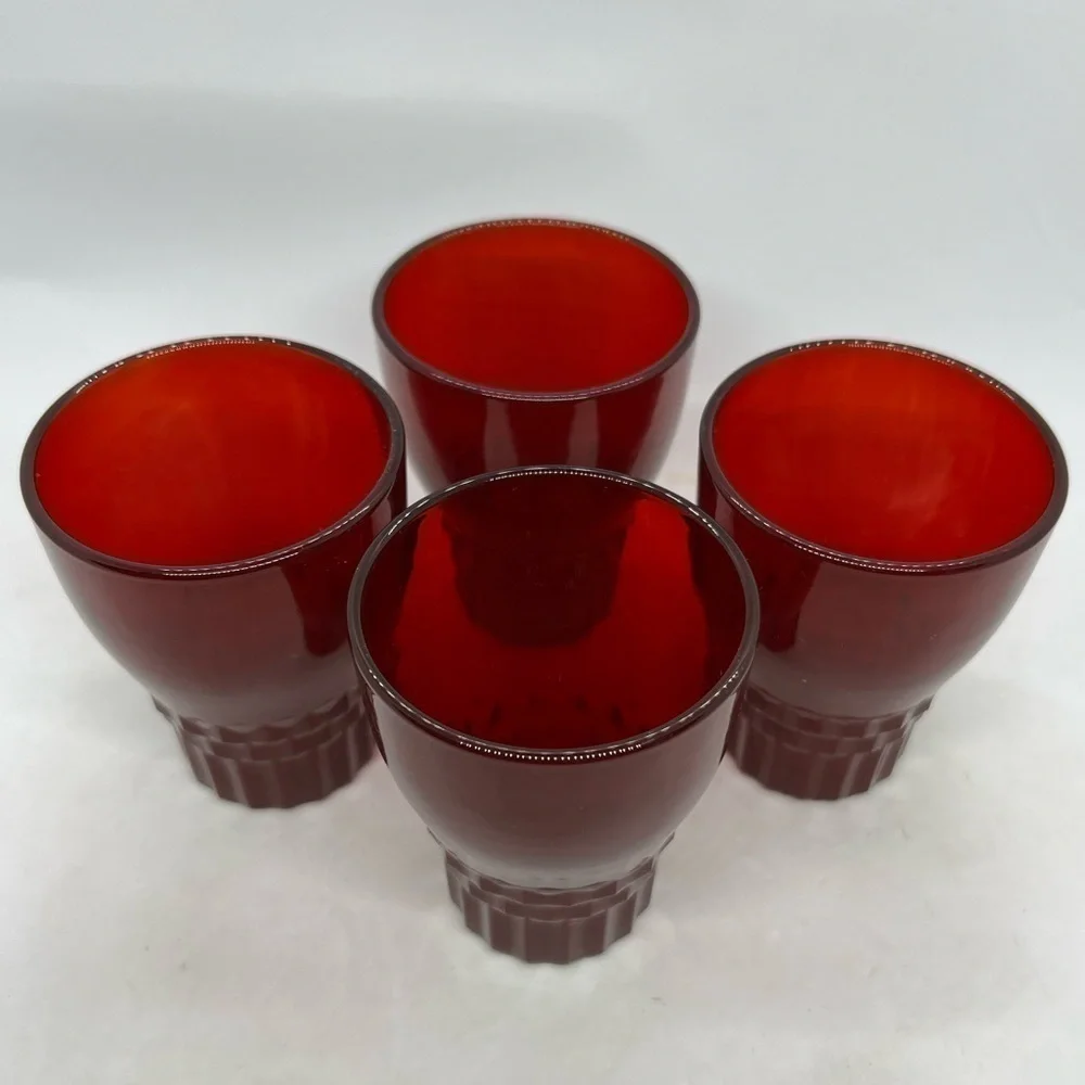 Vntg Anchor Hocking Windsor Pattern Royal Ruby Red 5oz Juice Glasses Set of 4